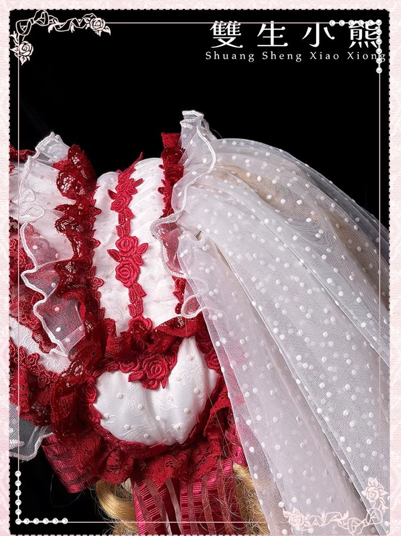 Heart of love sweet lolita bonnet tulle veil delicate detachable design maintenance care