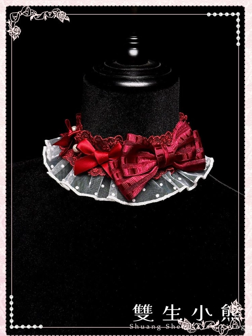 Red and white sweet lolita choker bold striking contrast traditional lolita charm neck accessory