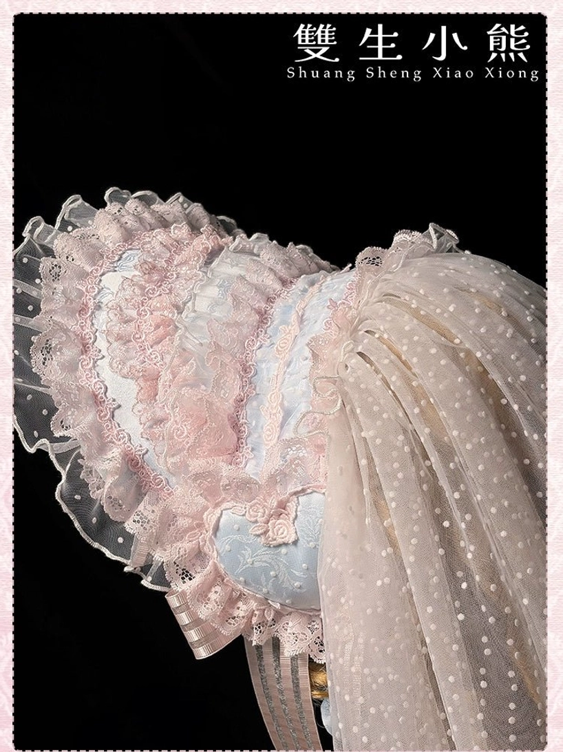 Heart of love sweet lolita trailing secured side buttons centered pin waist positioning guide