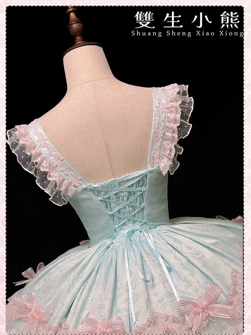 Heart of love sweet lolita wedding JSK dress color variations blue white option