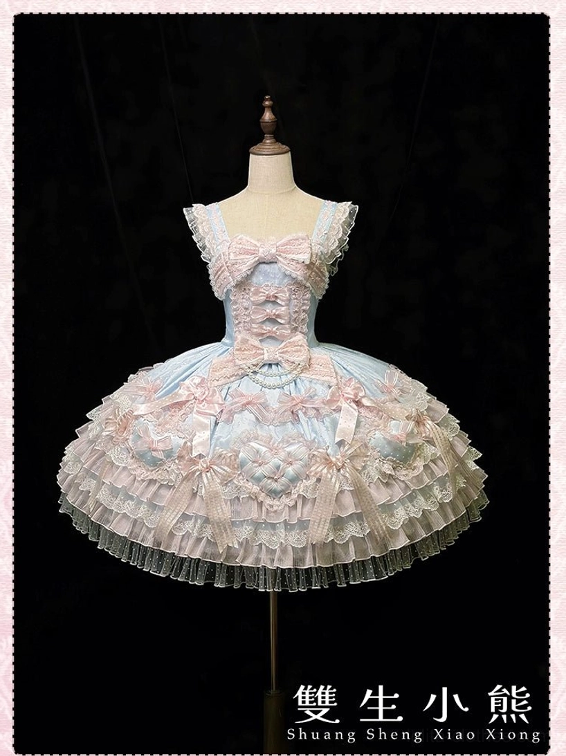 Heart of love sweet lolita wedding JSK dress color variations purple white option