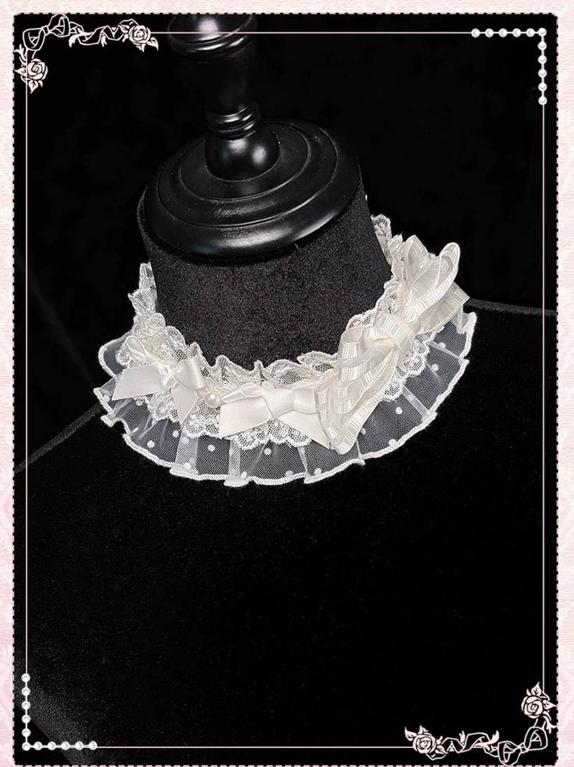 White sweet lolita choker necklace adjustable clasp closure elegant neck piece accessory