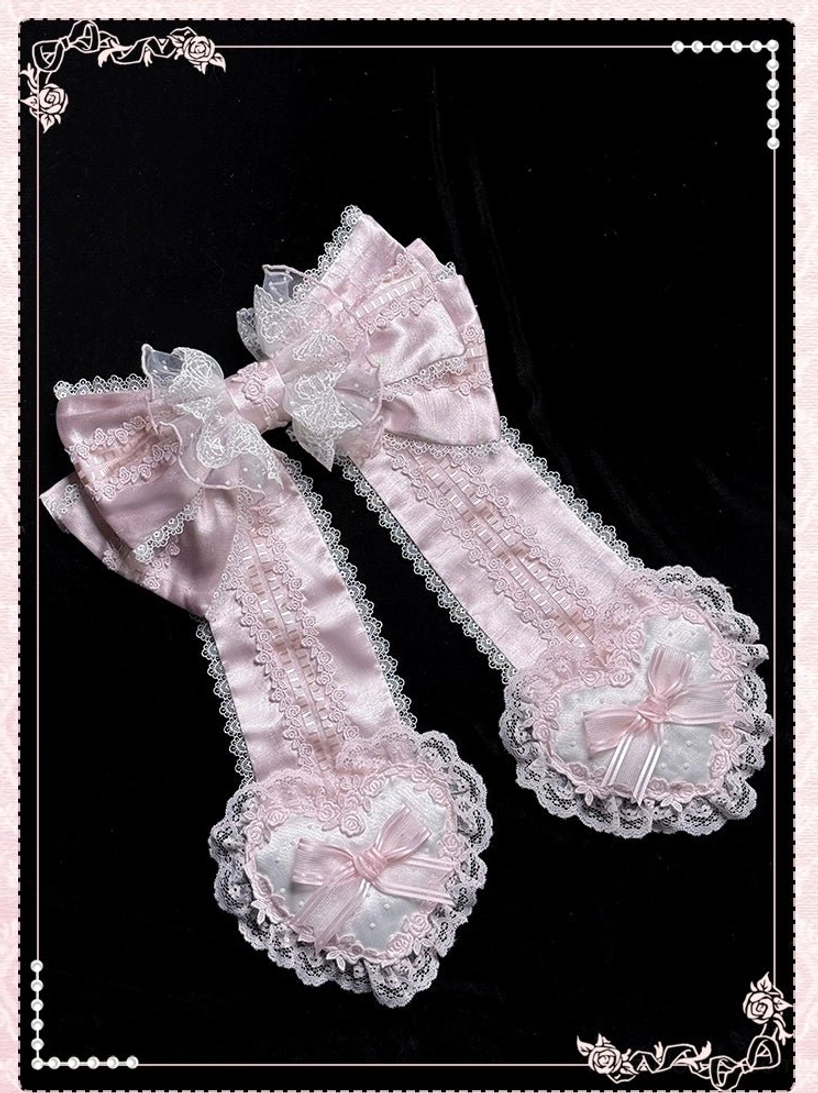 White and pink trailing sweet lolita back hip accessory waist decoration side button attachment
