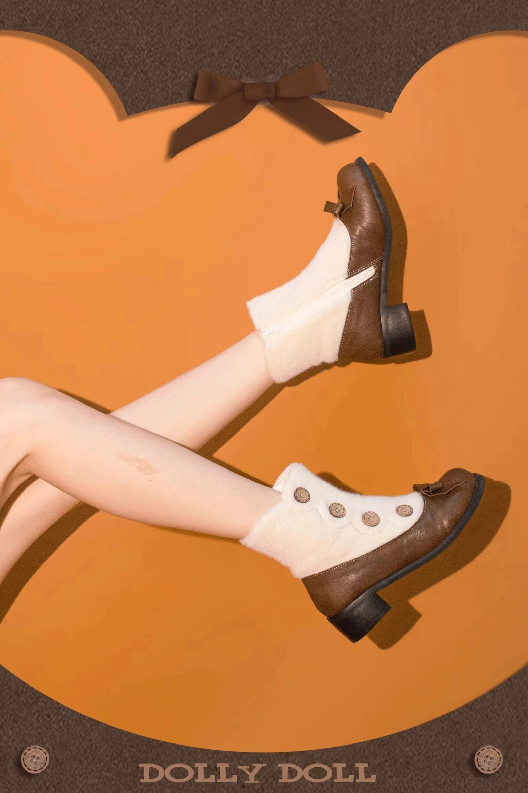 High heel version lolita mary jane boots 6cm heel height waterproof platform 3cm elevated silhouette