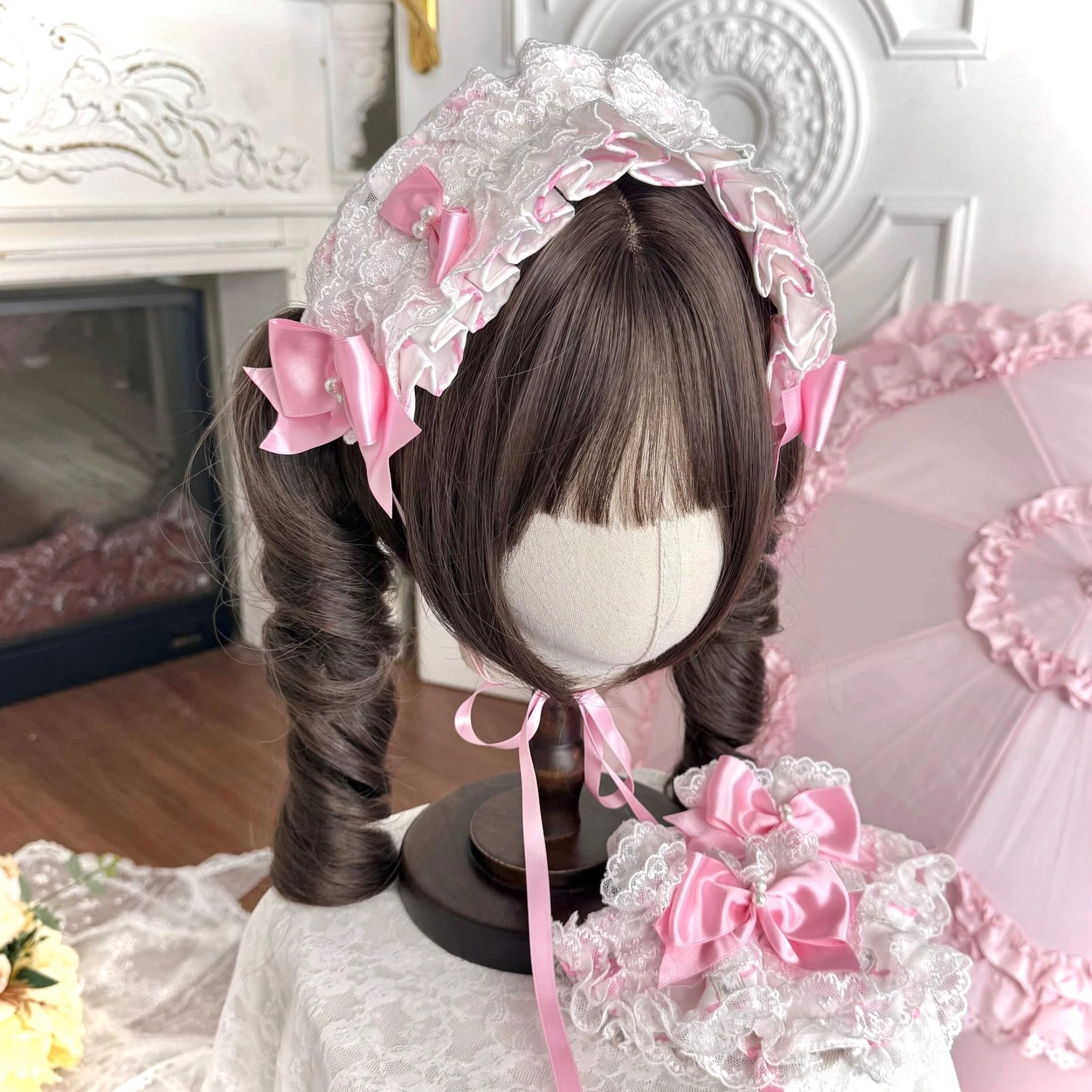 Close-up detail of hime bishop sleeve blouse showing voluminous puffed sleeve construction, delicate ruching, and refined cuff finishing for authentic old school lolita styling
