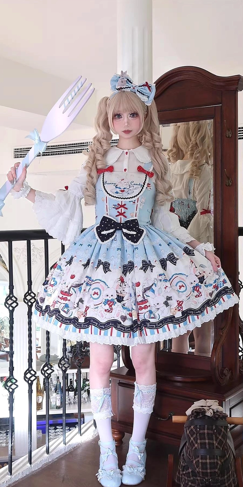 Hime-Sleeve Shirt front view victorian inspired puff sleeves lace trim sweet lolita coordinate layering