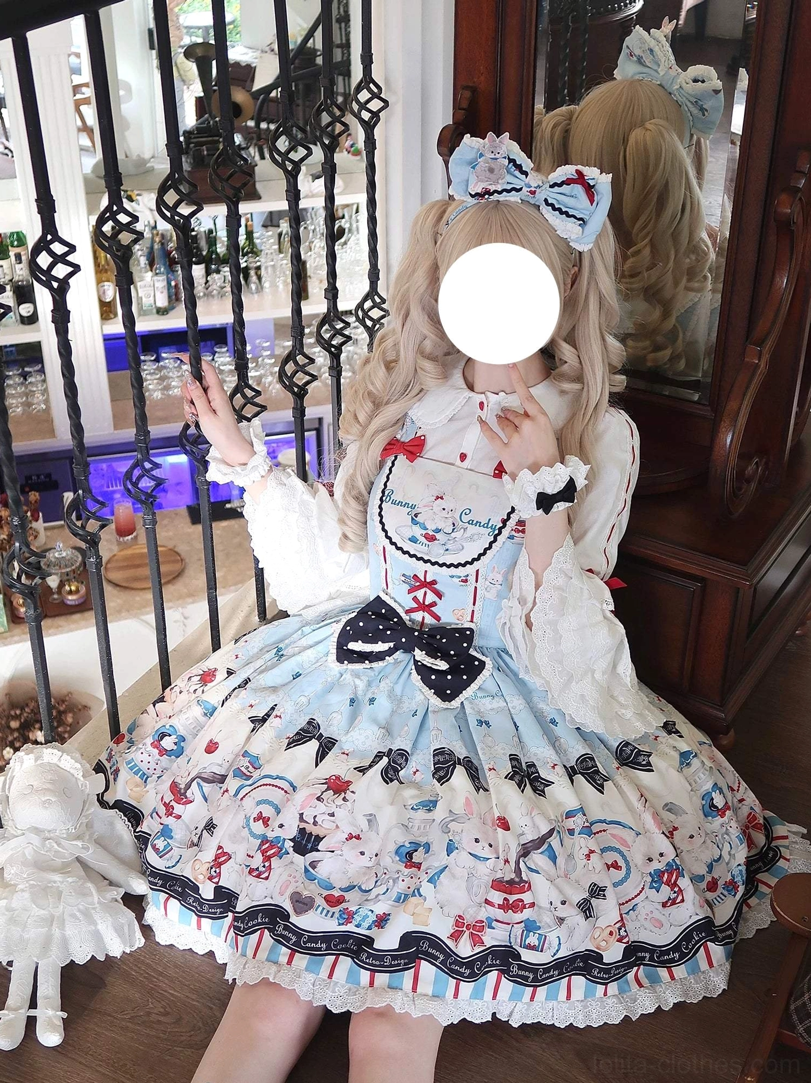 Hime-Sleeve Shirt white cotton long sleeves sweet lolita layering blouse puff sleeve detailing