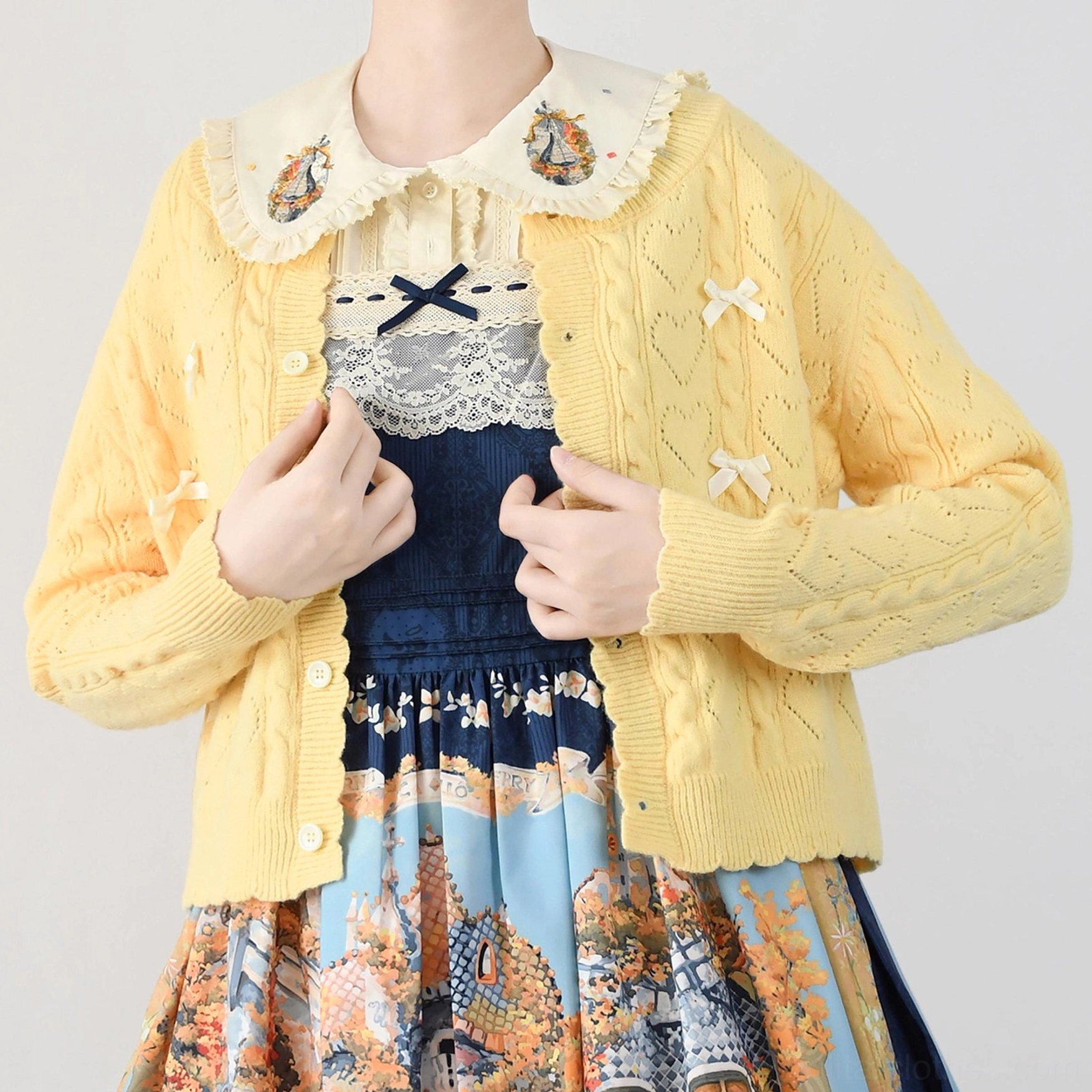 Hollow out long sleeve Lolita cardigan care instruction tag, washing and maintenance guide for pilling-resistant velvet