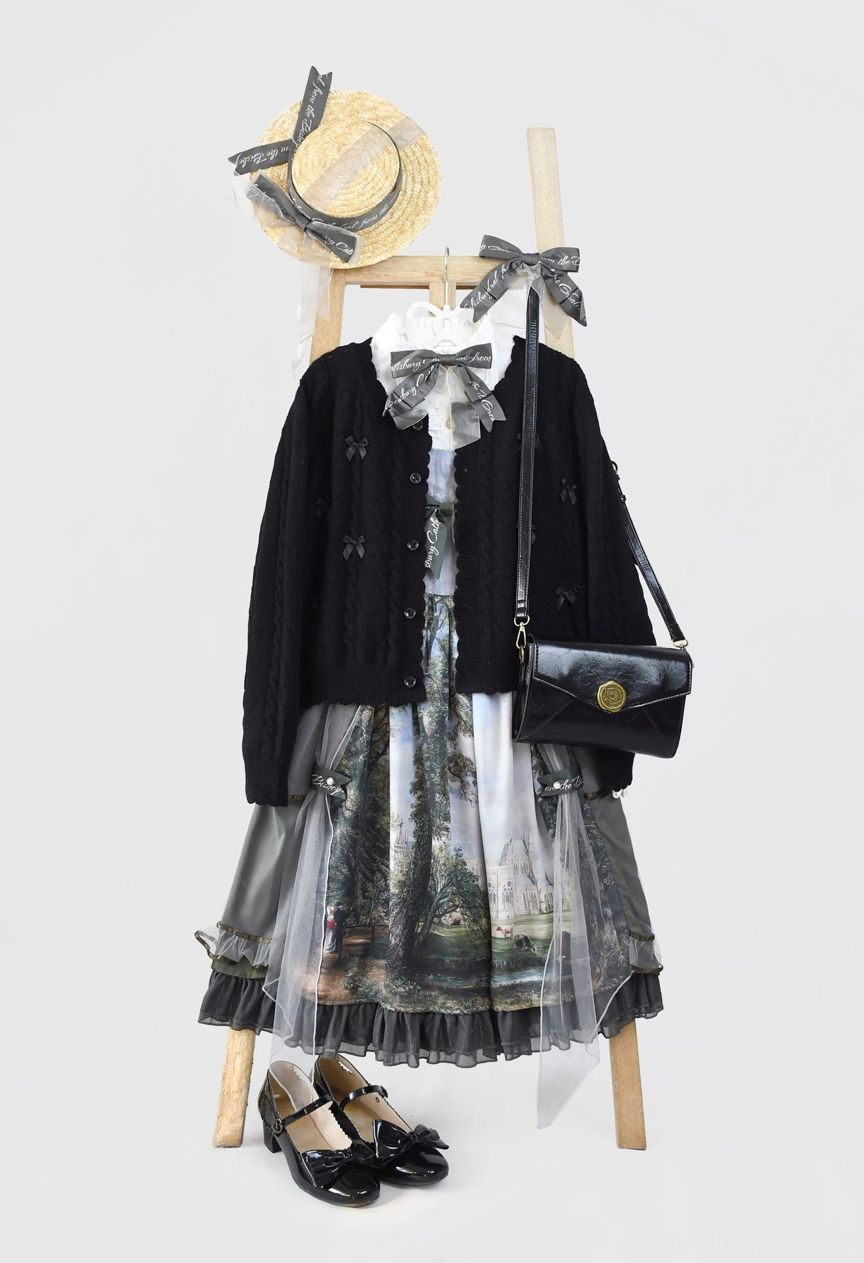 Hollow out long sleeve Lolita cardigan layering over various Lolita skirt styles and JSK dresses