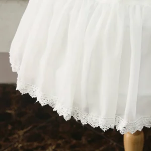adjustable hoop petticoat hem detail close-up white sheer tulle fabric scalloped lace trim