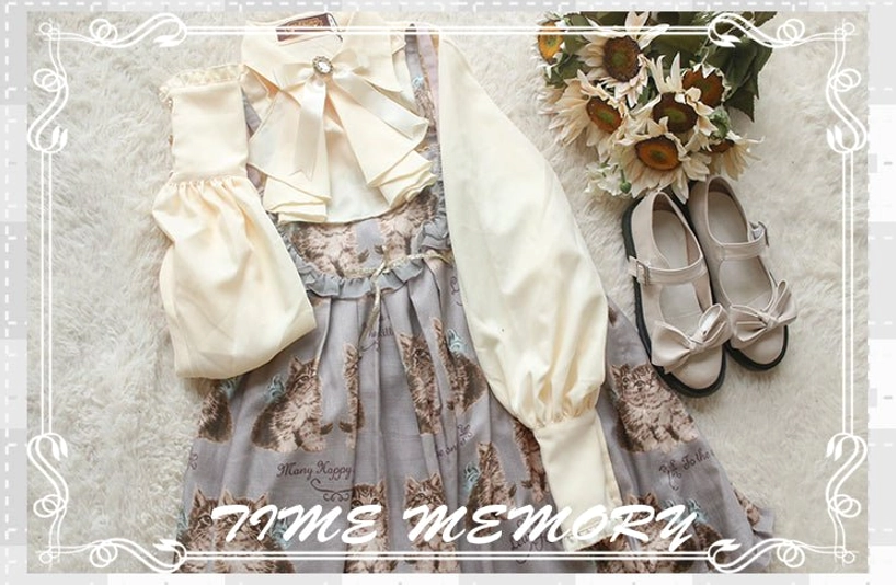 Ivory cream Lolita blouse coordinate showing complete outfit with matching skirt and decorative accessories styling