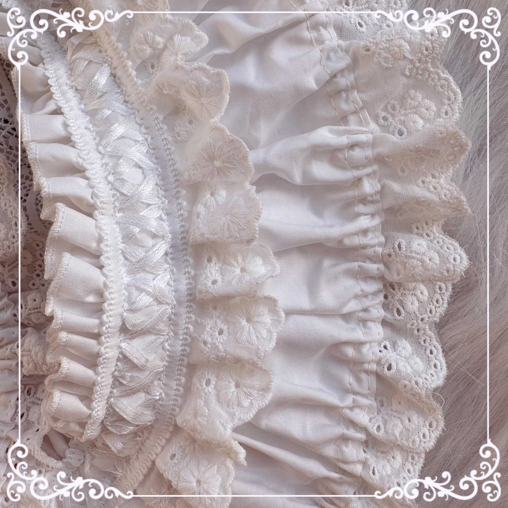 Ivory Lolita BNT bonnet cotton headdress with vintage warm tone perfect for antique-inspired classic Lolita outfit coordination