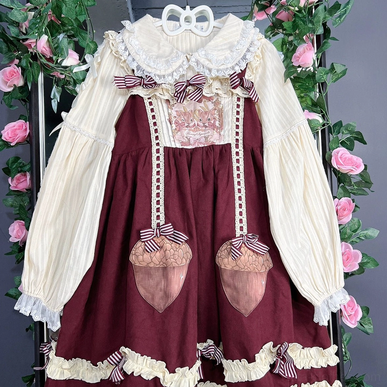 Ivory sweet lolita blouse peter pan collar short sleeve puff sleeves lace trim coordinate
