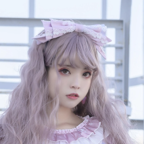 Japanese lolita KC headband bow with white lace romantic aesthetic