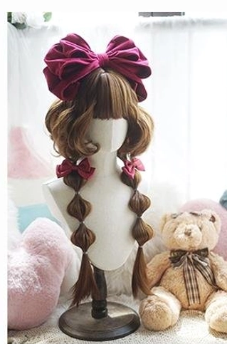Jellyfish curly lolita wig care and maintenance demonstration with detailed fiber structure and adjustable elastic cap system