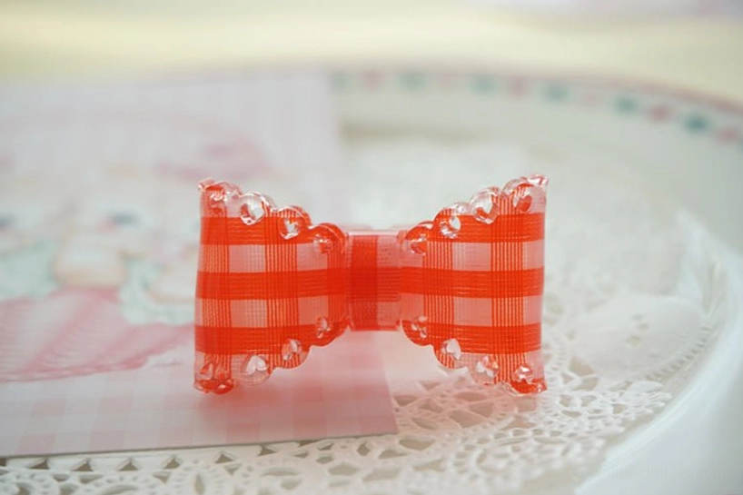 kawaii glitter bow ring translucent resin sweet lolita fashion jewelry detail