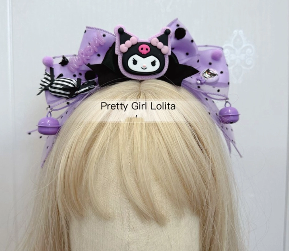 Kuromi Lolita accessories packaging display presentation complete collection purple black color theme character themed fashion items