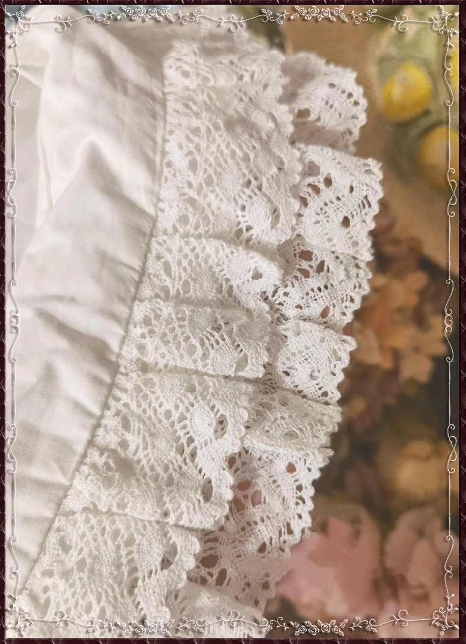 Beige and white vintage lace Peter Pan collar cotton Lolita blouse pre-order information and shipping details
