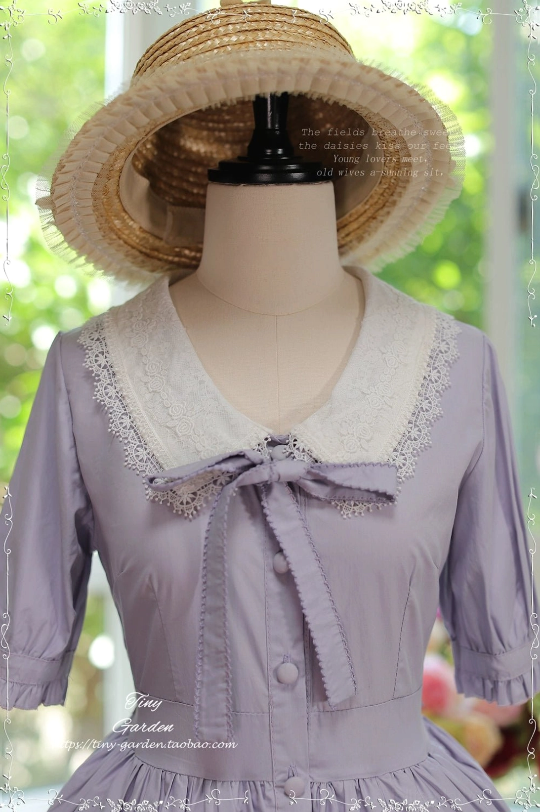 Size comparison and layering inspiration photo for Lacey Garden Lolita OP dress showing fit proportions and styling options
