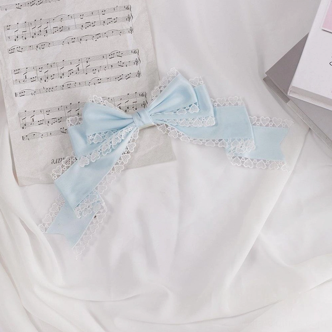 Light blue clip-on sweet lolita oversized bow headdress soft delicate styling product view
