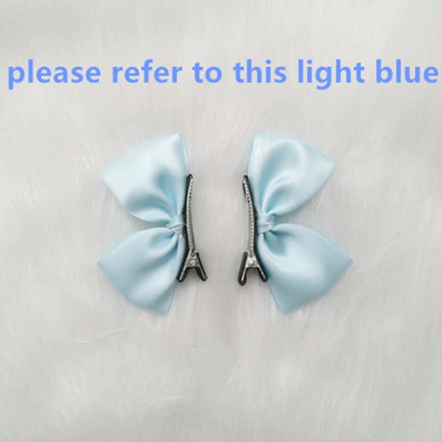Light blue sweet lolita hair bow clip KC matte satin cool tone pastel color display