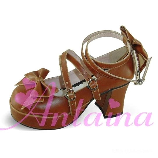 Light coffee matte Lolita Mary Jane platform shoe product display showcasing waterproof PU construction and classic Mary Jane silhouette