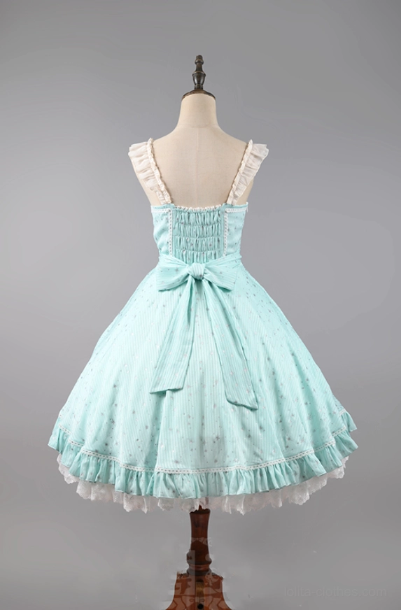 Light green lolita jsk dress solid color variant no foil printing color swatch sample