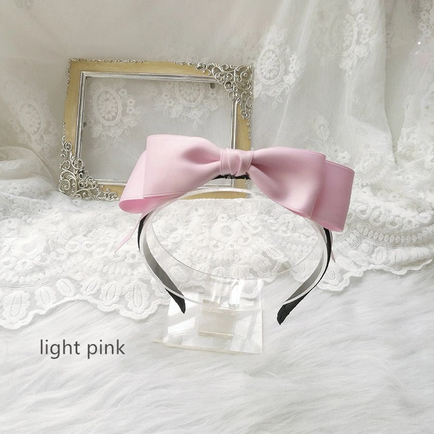Light pink sweet lolita hair bow clip KC matte satin pure romantic pastel display