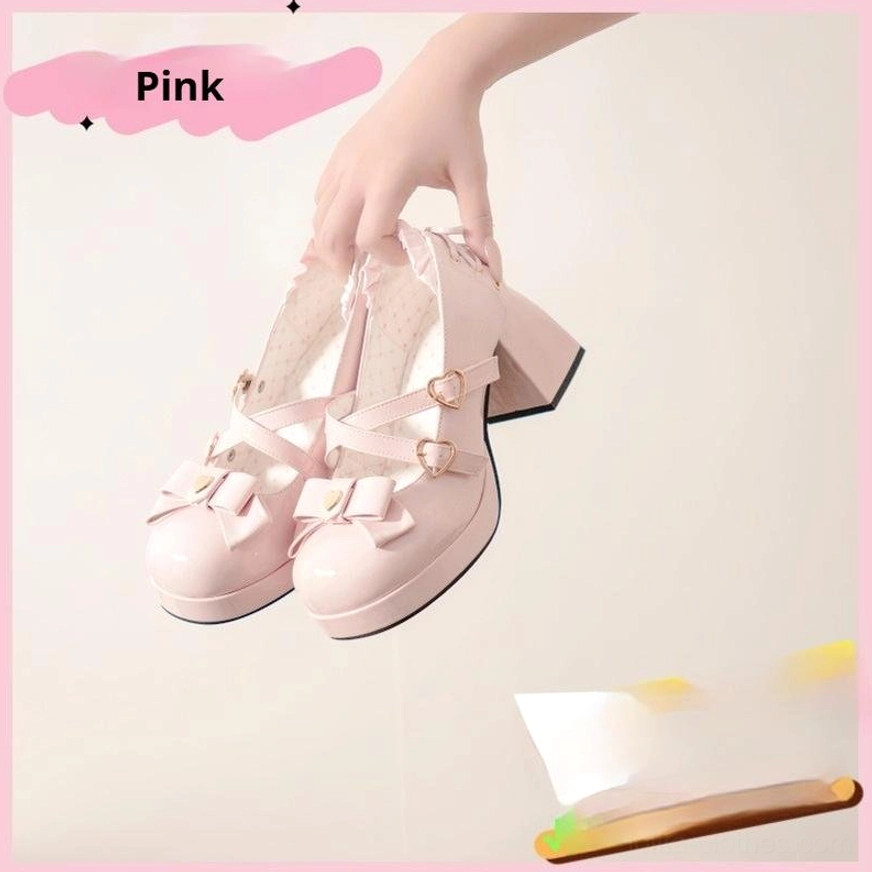 light-pink-sweet-lolita-high-heel-shoes-smooth-patent-leather-heart-buckle-straps-front-bow-ruffled-ankle