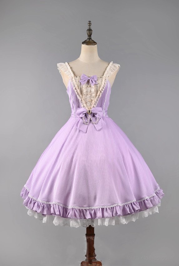 Light purple lolita jsk dress foil star printing variant color swatch sample detail view