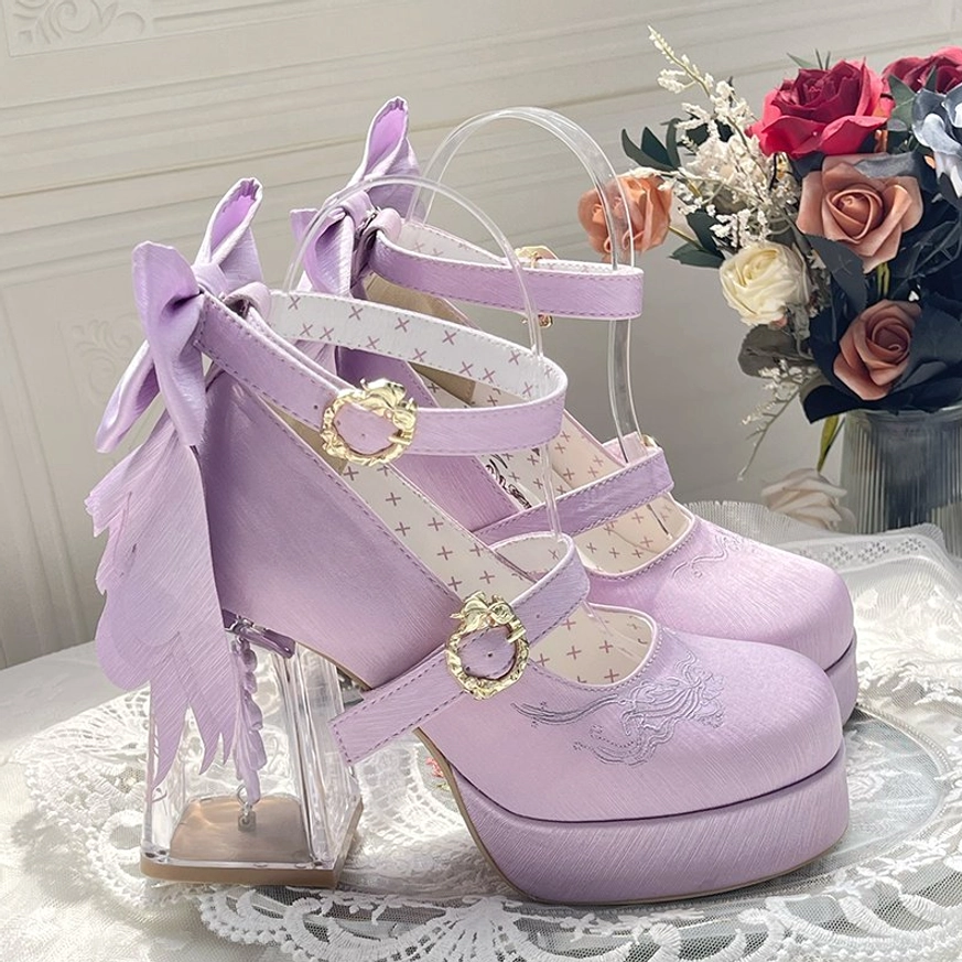 Light purple satin lolita platform heels soft elegant colorway lolita fashion meetup styling