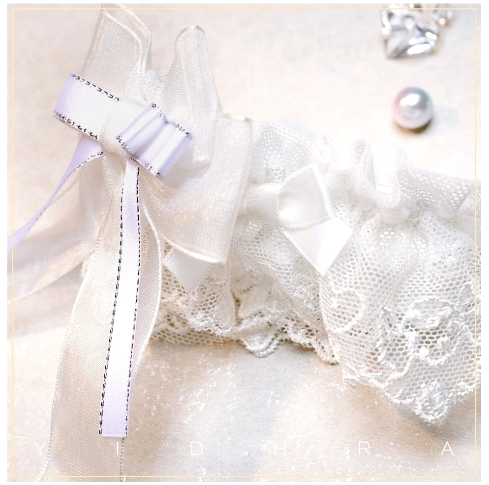 Lolita ankle socks with removable lace cuff showing intricate bow design and premium chinlon material construction for durability and comfort