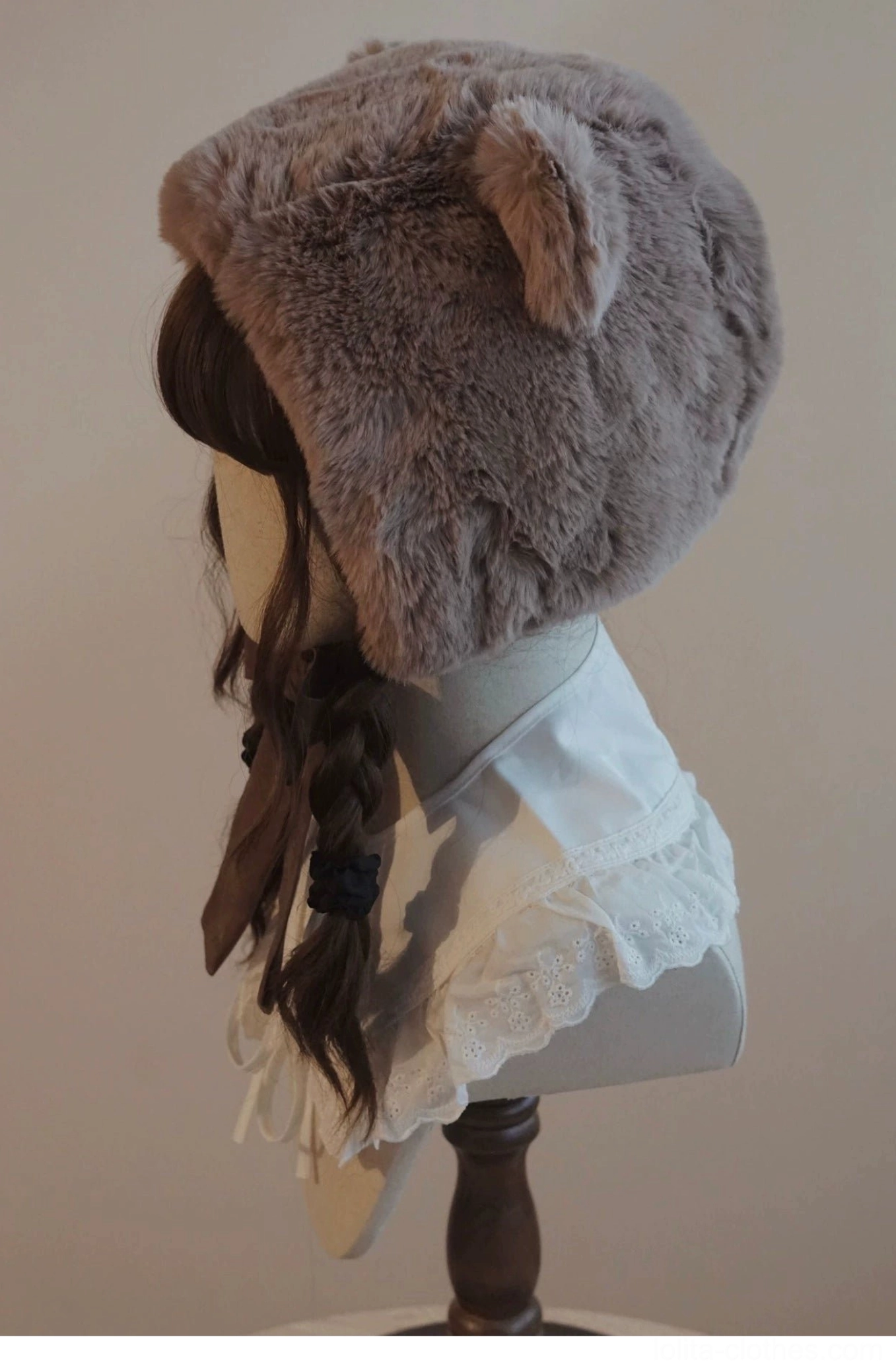 Lolita bear ear hooded hat styling with mary jane shoes petticoat complete sweet lolita coordinate