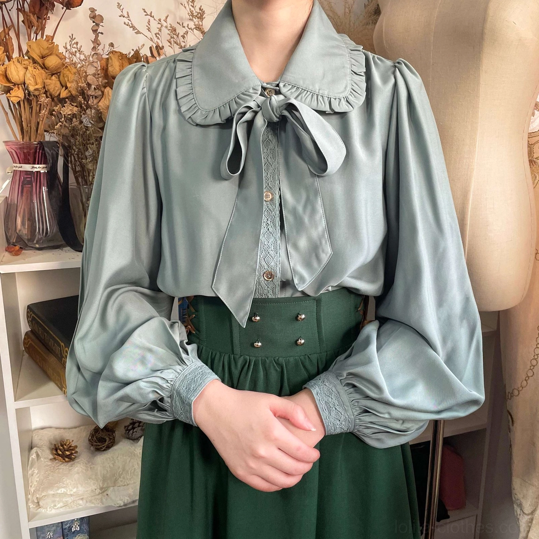 Chocolate brown vintage lolita bishop sleeve blouse warm sophisticated neutral autumn coordinate