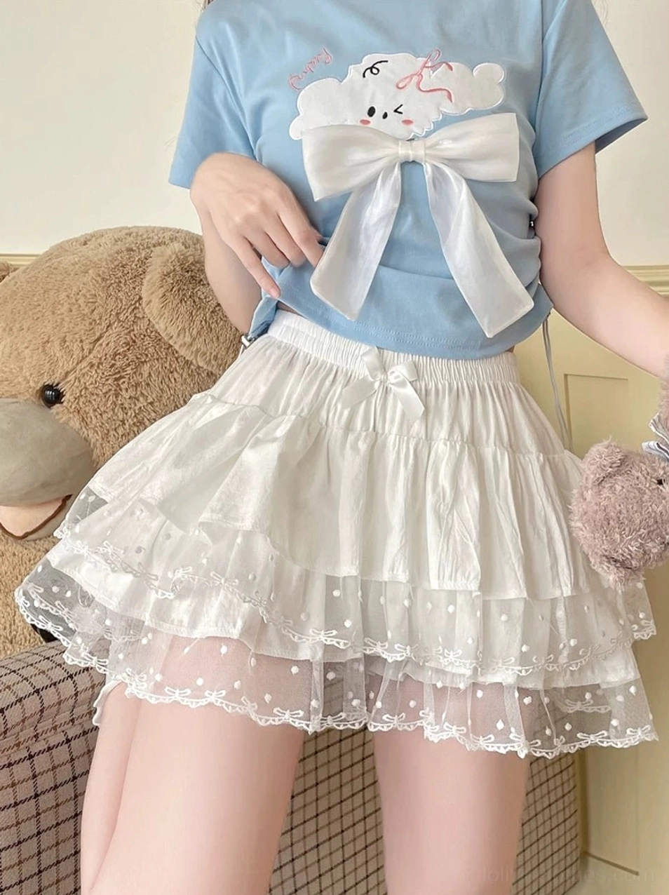 Lolita bloomers layering demonstration showing how tiered multi-layer ruffles support and enhance characteristic A-line Lolita dress silhouette for achieving authentic Sweet Lolita aesthetic effect