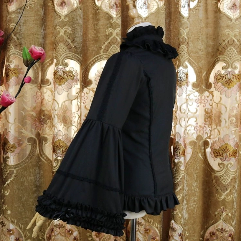 Care and maintenance guide visual for classic Lolita blouse showing proper washing, drying, storage, and preservation methods for longevity and condition preservation