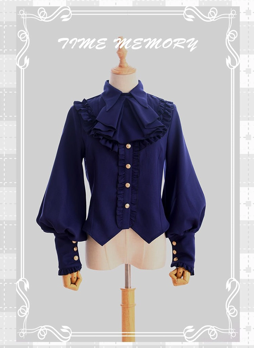 Lolita blouse care instructions flat lay showing proper storage and maintenance with garment bag and hanger