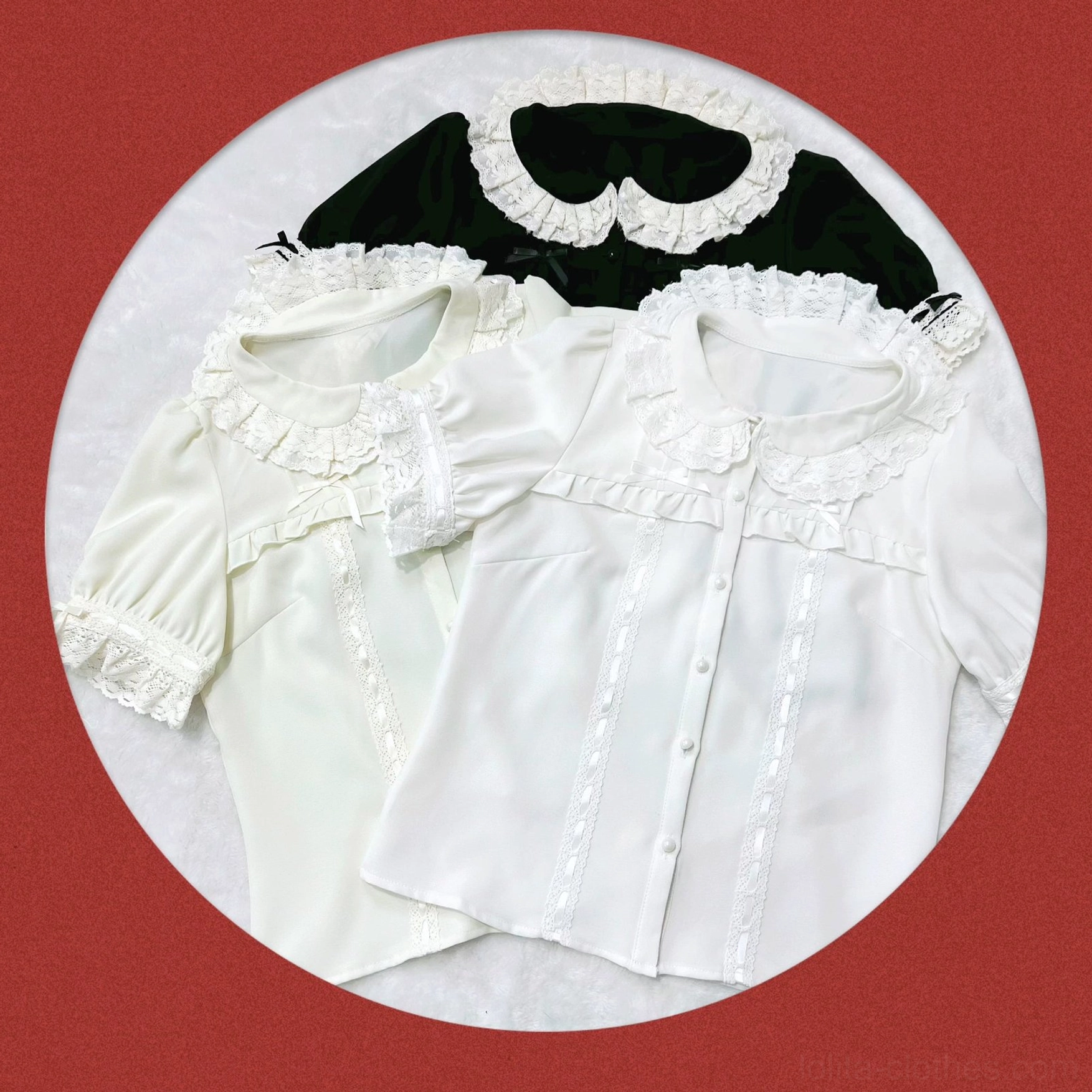 Lolita doll collar blouse care instructions showing washing temperature guidelines color separation advice and proper storage methods for polyester fabric maintenance
