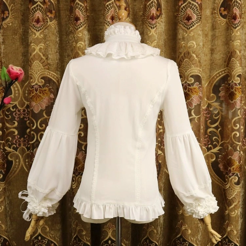 Color swatch and shade comparison between milky white and black classic Lolita blouse options showing true color representation and aesthetic differences for coordination planning