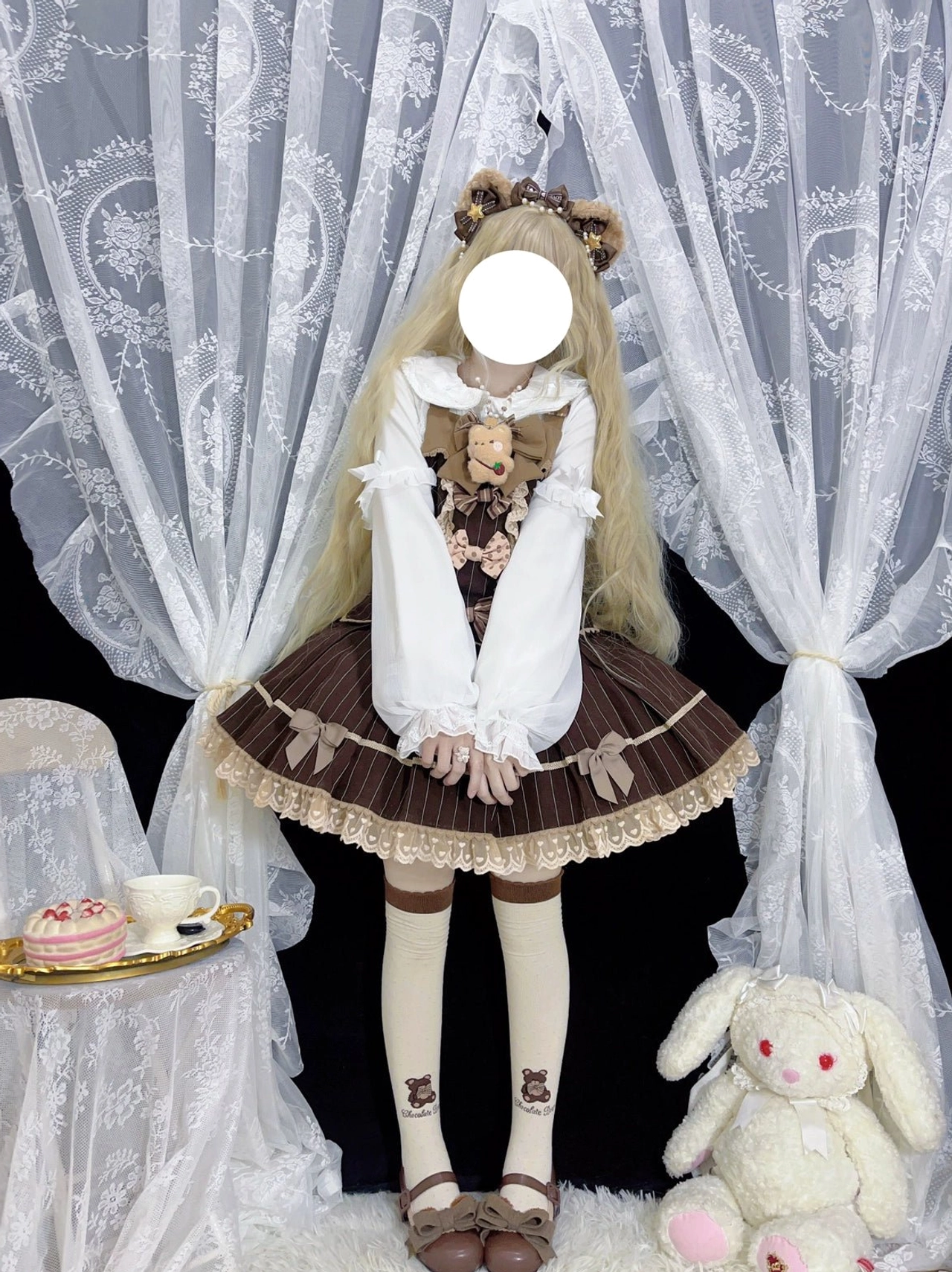 Elastic lace ruffled cuffs of sweet Lolita blouse showing gathered lace trim construction ensuring comfortable fit while maintaining romantic silhouette