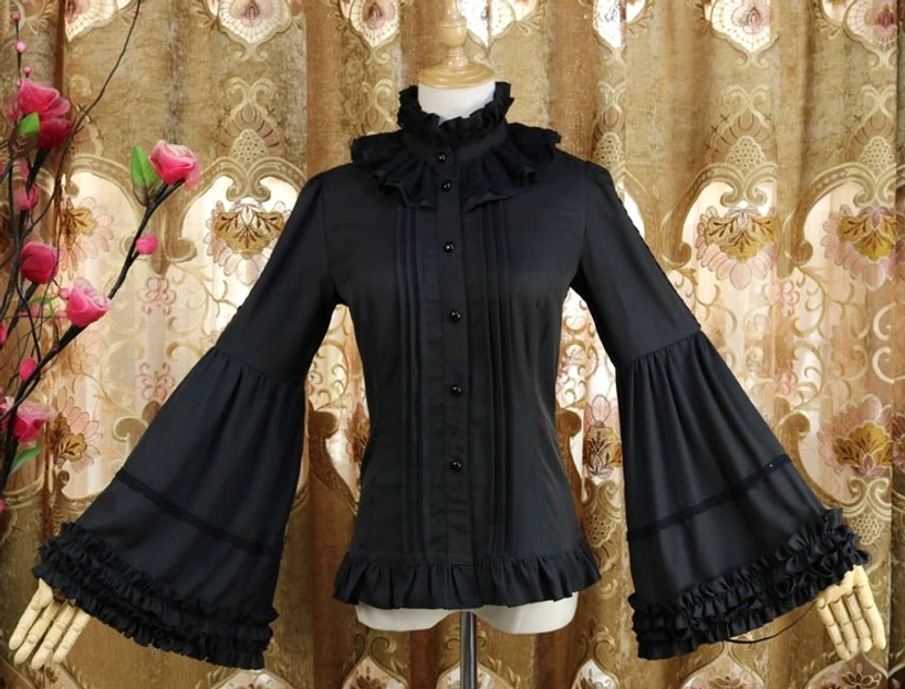 Layering technique tutorial with classic Lolita blouse worn under JSK showing how to create complete coordinate and maximize wardrobe versatility with this foundation piece