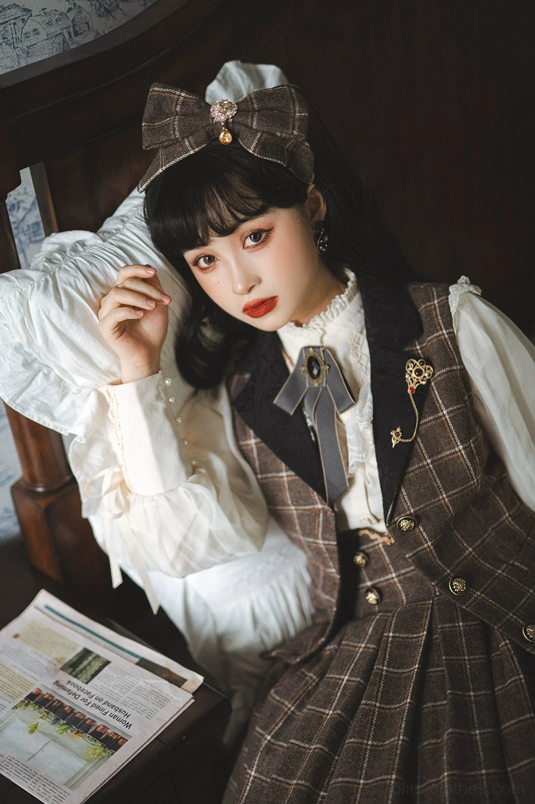 Lolita blouse pearl embellished cuffs luxury detail close-up