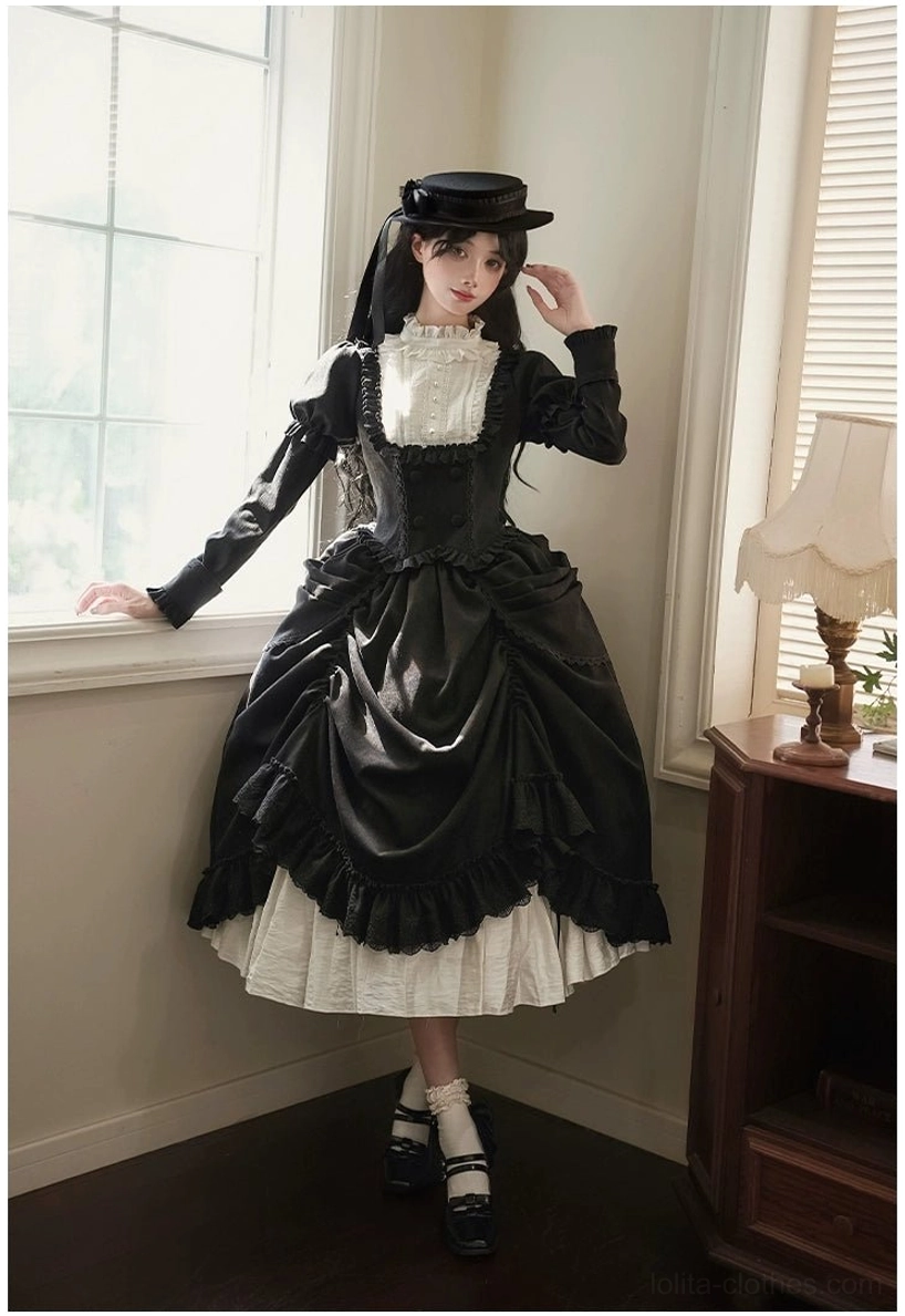 Detailed close-up of lolita blouse side zipper and seam construction showing quality tailoring and ease of wearing with hidden fastening design