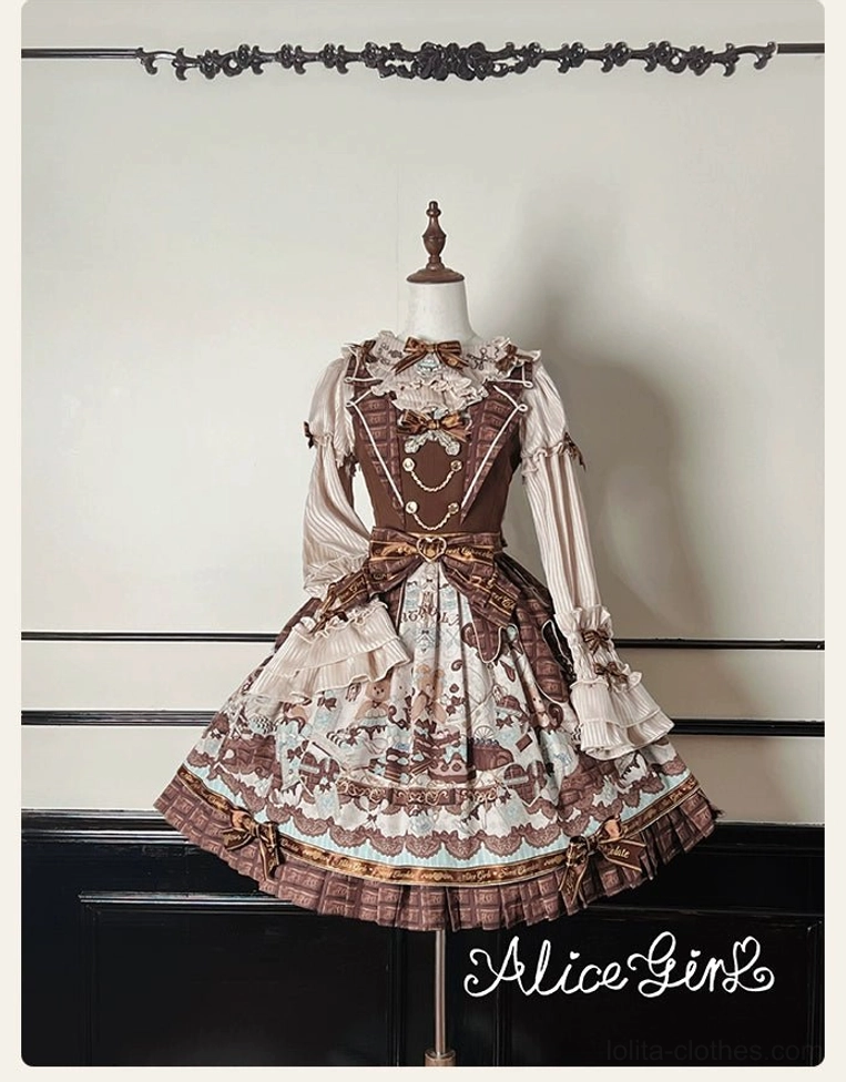 Lolita blouse sizing chart measurement guide chest length shoulder sleeve all sizes XS to 2XL detailed