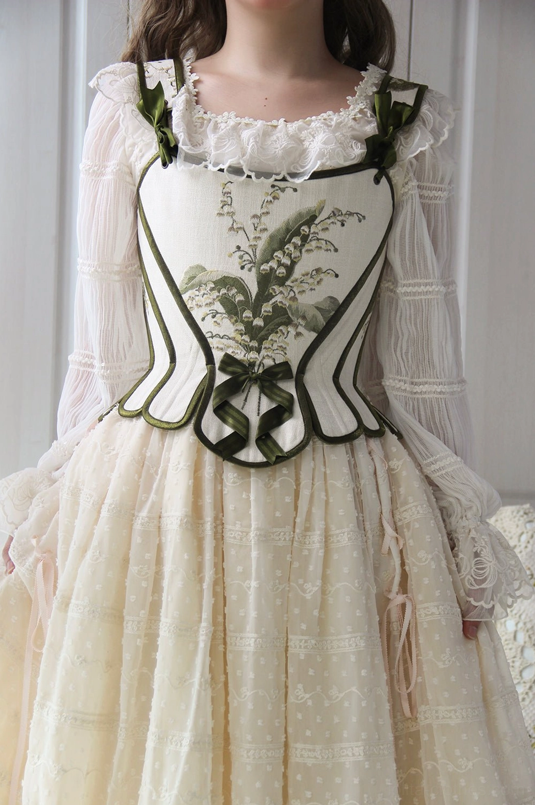 Styled portrait of Lolita blouse worn with vintage accessories showing elegant retro aesthetic and fashion coordination