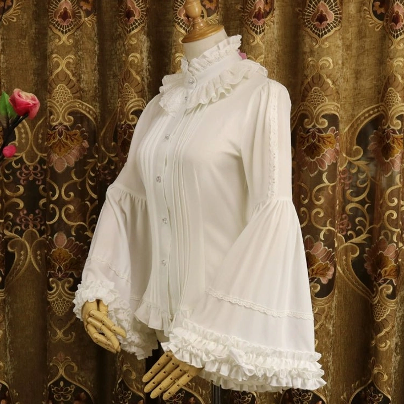 Lolita fashion styling guide featuring classic Lolita blouse in romantic and gothic coordinates with accessory pairings, shoe styles, and complete aesthetic suggestions