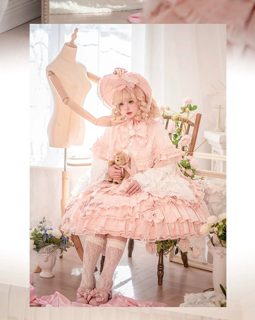 Lolita bonnet lace trim detail delicate craftsmanship bow attachment vintage style headpiece