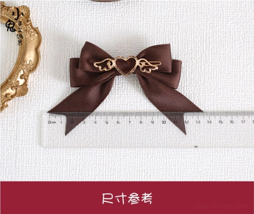 Complete lolita bow hair clip accessory set with multiple color variations and attachment options available