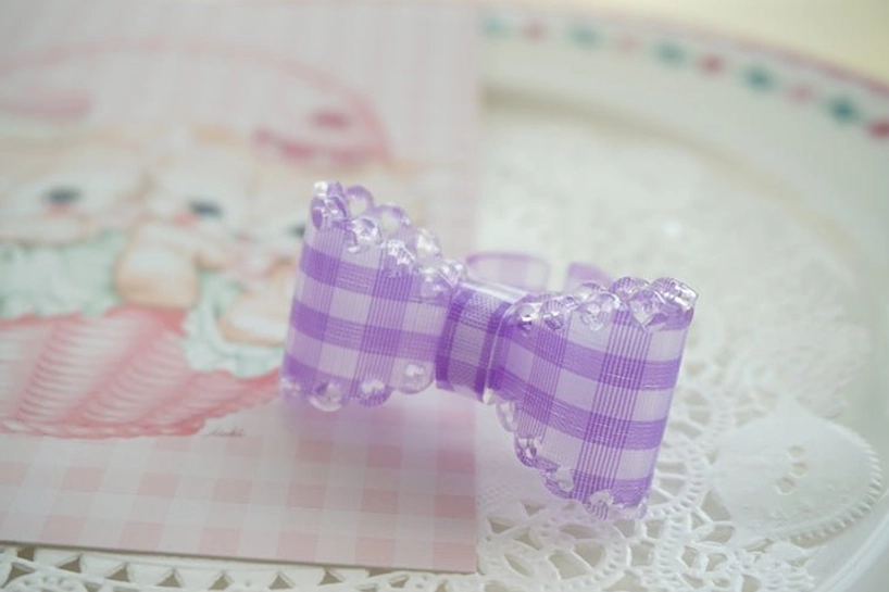 lolita bow ring adjustable open band design comfortable fit kawaii accessory