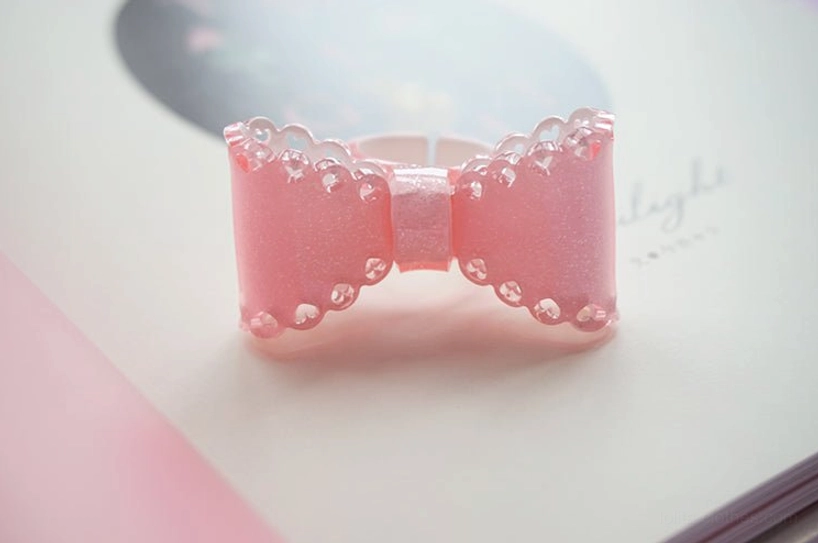 sweet lolita bow ring set multiple color options adjustable open band ring structure